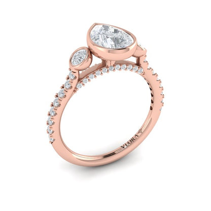 Trio Pear Bezel Engagement Ring