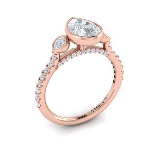 Trio Pear Bezel Engagement Ring