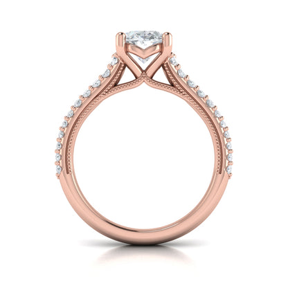 Oval Pave Cathedral Engagement Ring