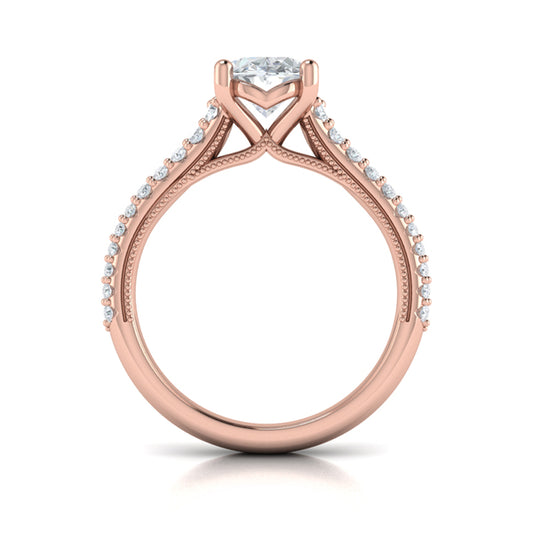 Oval Pave Cathedral Engagement Ring