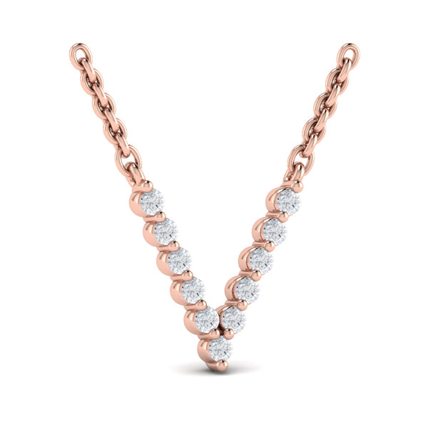 Diamond Alphabet Pendant Necklace, V
