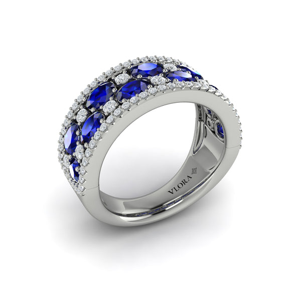 Multi Diamond and Sapphire Statement Ring