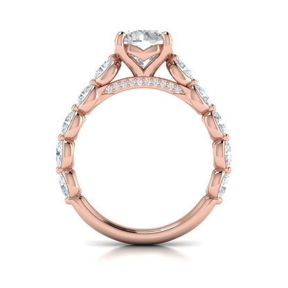 Oval Bezel Diamond Accent Round Engagement Ring