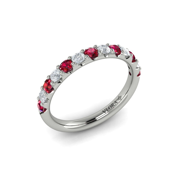 Colored Bands Wedding Band in 14K White Gold by Vlora Bridal