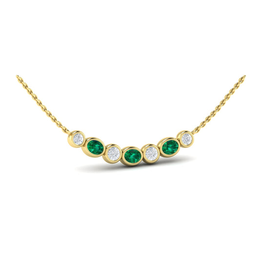 Diamond and Emerald Rounded Bezel Pendant