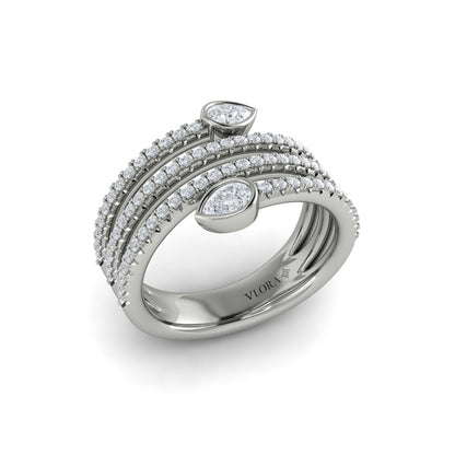 Diamond Three Row Diamond Pear Wrap Ring