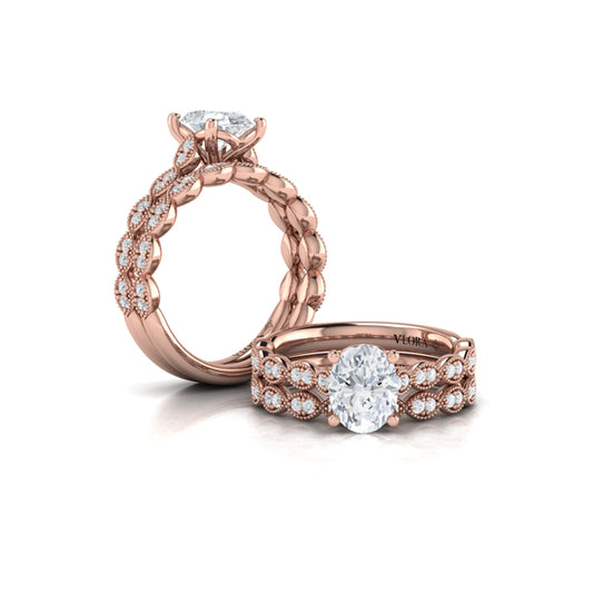 Matching Bands Wedding Band in 14K Rose Gold by Vlora Bridal