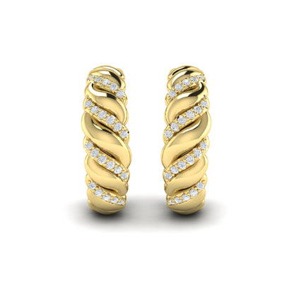 Diamond Pavé Twisted Hoop Earrings