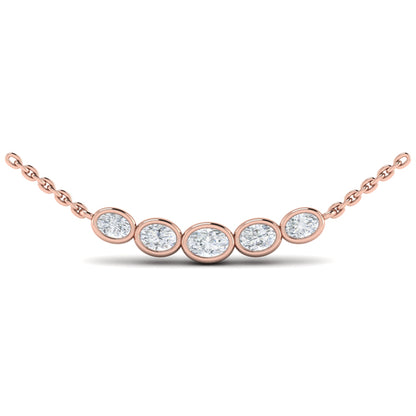 Bezel Set Diamond Curve Pendant Necklace