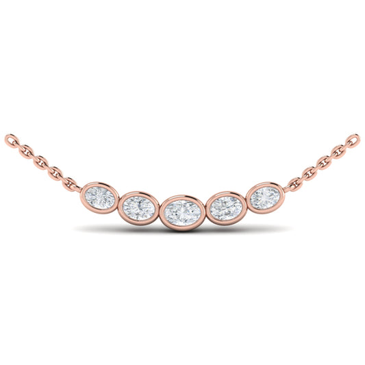Bezel Set Diamond Curve Pendant Necklace
