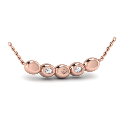Contoured Gold and Diamond Pebble Necklace