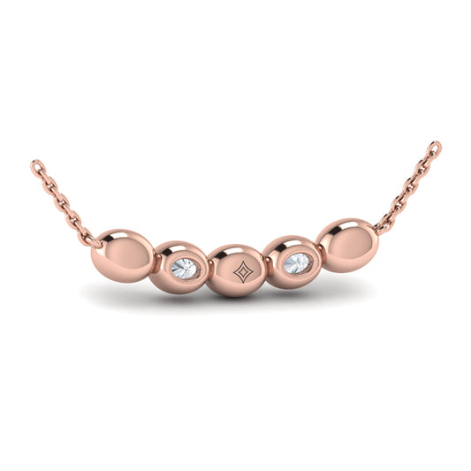 Contoured Gold and Diamond Pebble Necklace