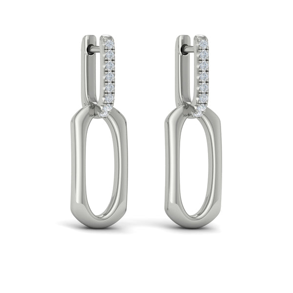 Diamond Accent North South Open Oval Pendant Link Earrings
