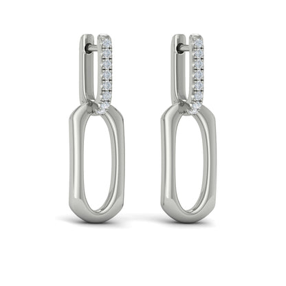 Diamond Accent North South Open Oval Pendant Link Earrings