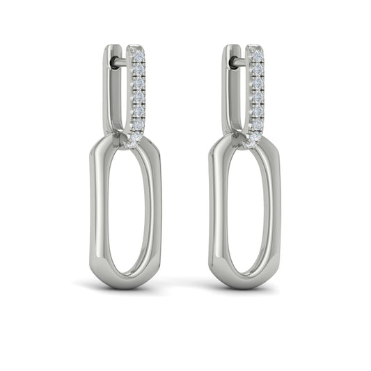 Diamond Accent North South Open Oval Pendant Link Earrings