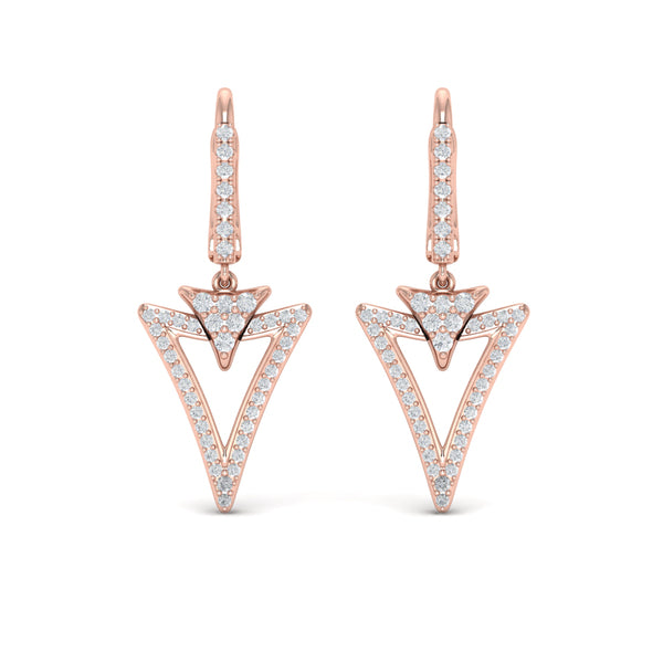 Diamond Open Double Trinity Huggie Earrings