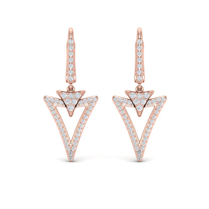 Diamond Open Double Trinity Huggie Earrings