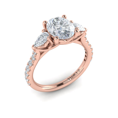 Graceful Trio Three Stone Engagement Ring