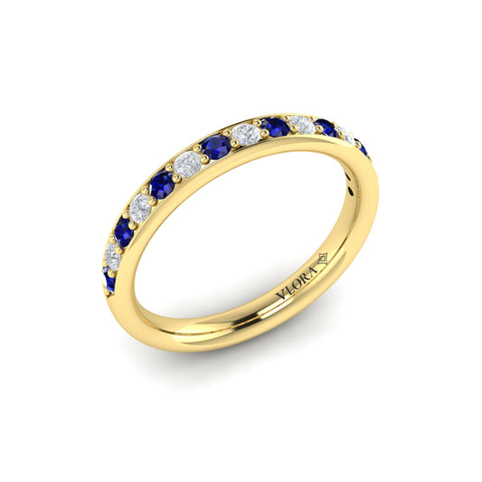 Delicate Sapphire and Diamond Stackable Band