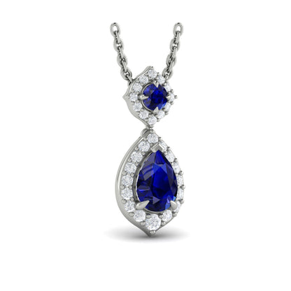 Tear Drop Sapphire and Diamond Pendant