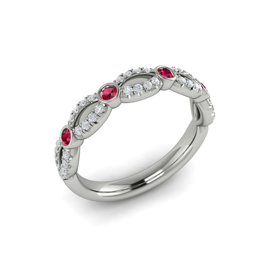 Diamond and Ruby Cascade Band