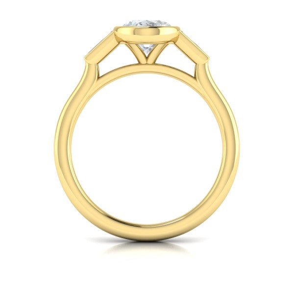 Modern Trio Oval Bezel Engagement Ring
