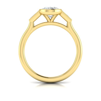 Modern Trio Oval Bezel Engagement Ring