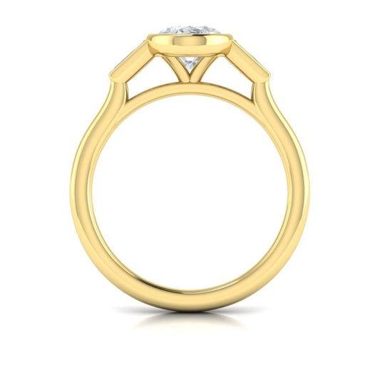 Modern Trio Oval Bezel Engagement Ring