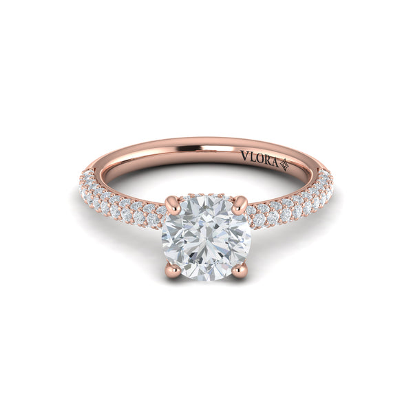 Shimmering Hidden Halo Engagement Ring with Micropave Band