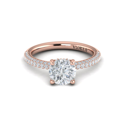 Shimmering Hidden Halo Engagement Ring with Micropave Band