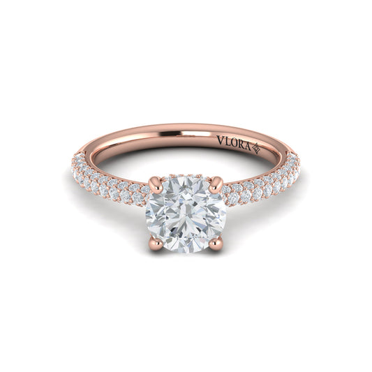 Shimmering Hidden Halo Engagement Ring with Micropave Band