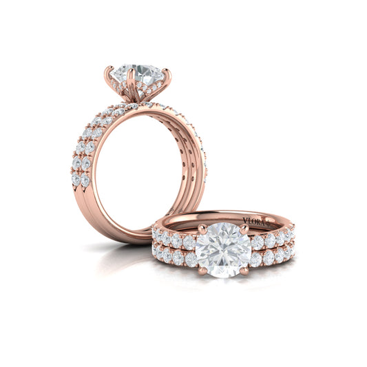 Round Classic Engagement Ring in 14K Rose Gold by Vlora Bridal