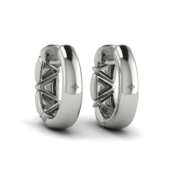 Double Diamond Trinity Huggie Earrings