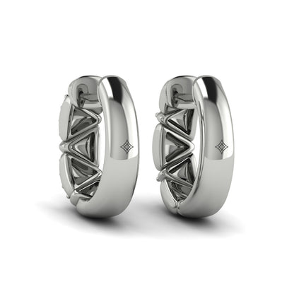 Double Diamond Trinity Huggie Earrings