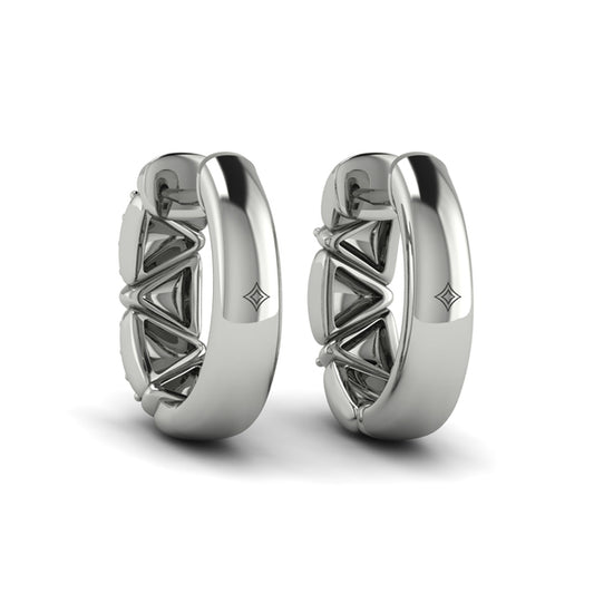 Double Diamond Trinity Huggie Earrings