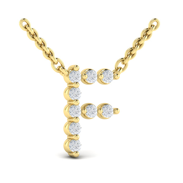 Diamond Alphabet Pendant Necklace, F