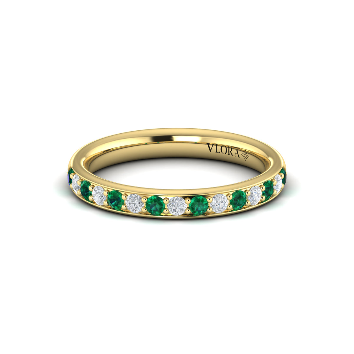 Delicate Emerald and Diamond Stackable Band
