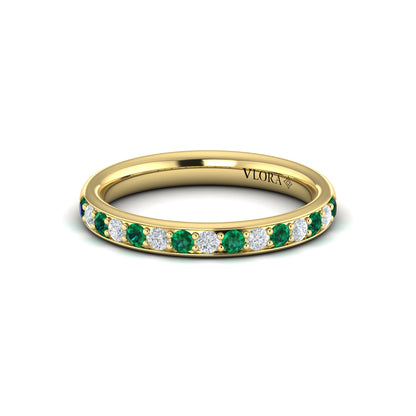 Delicate Emerald and Diamond Stackable Band