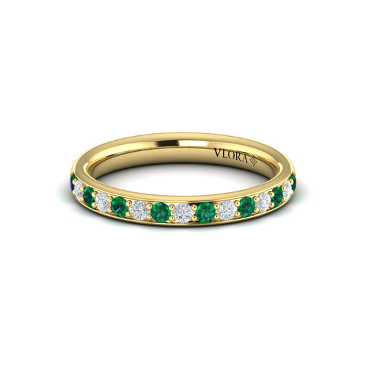Delicate Emerald and Diamond Stackable Band