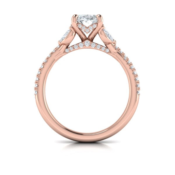 Enchanted Vine Oval Hidden Halo Engagement Ring