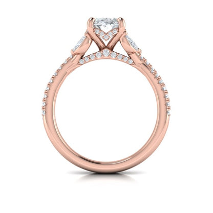 Enchanted Vine Oval Hidden Halo Engagement Ring