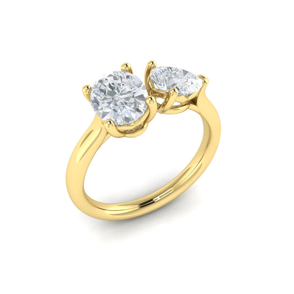 Duet Oval and Pear Two Stone Engagement Ring