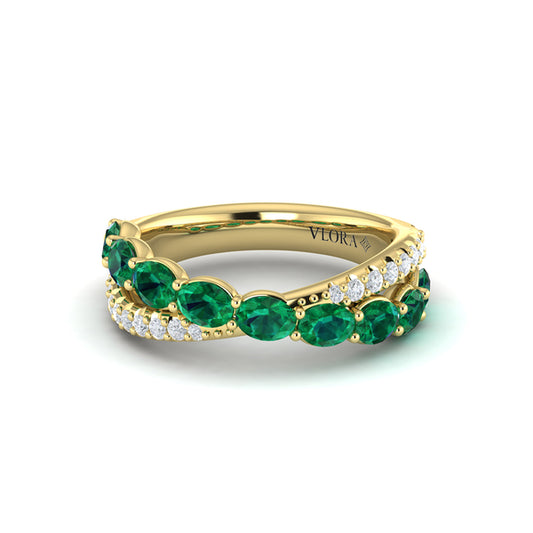 Multi Diamond and Emerald Twist Statement Ring