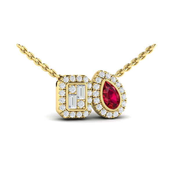 Diamond and Ruby Toi et Moi Pendant