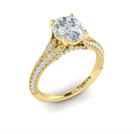 Vintage Splendor Oval Split Shank Engagement Ring