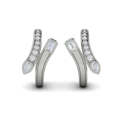Pear and Emerald Diamond Bypass Hoop Earrings