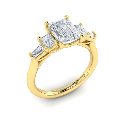 Quintet Emerald Cut Engagement Ring