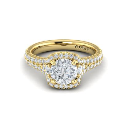 Double Halo Pavé Round Engagement Ring