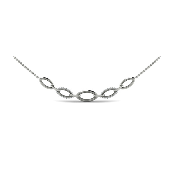 Open Navette Silhouette Alternating Diamonds Necklace