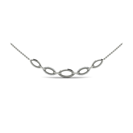 Open Navette Silhouette Alternating Diamonds Necklace